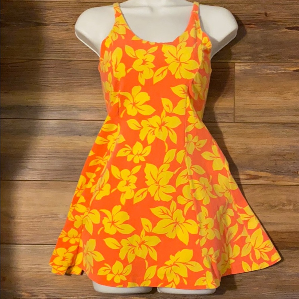 Tropics by polka dots floral orange yellow dress